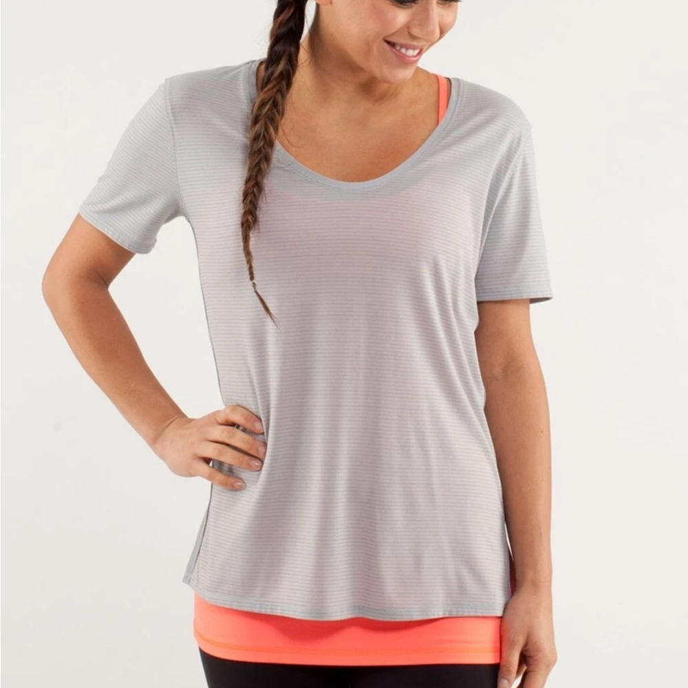 lululemon athletica Light Gray Short Sleeve